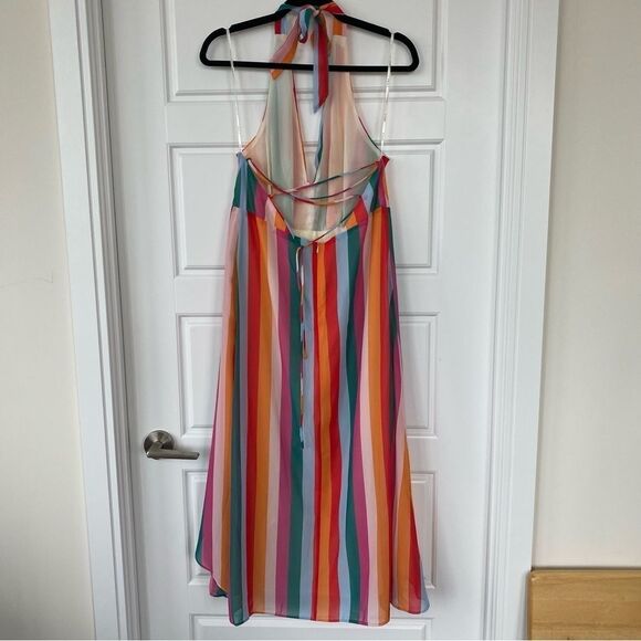 ESSUE | Rainbow Striped Halter Dress - Picture 3 of 8